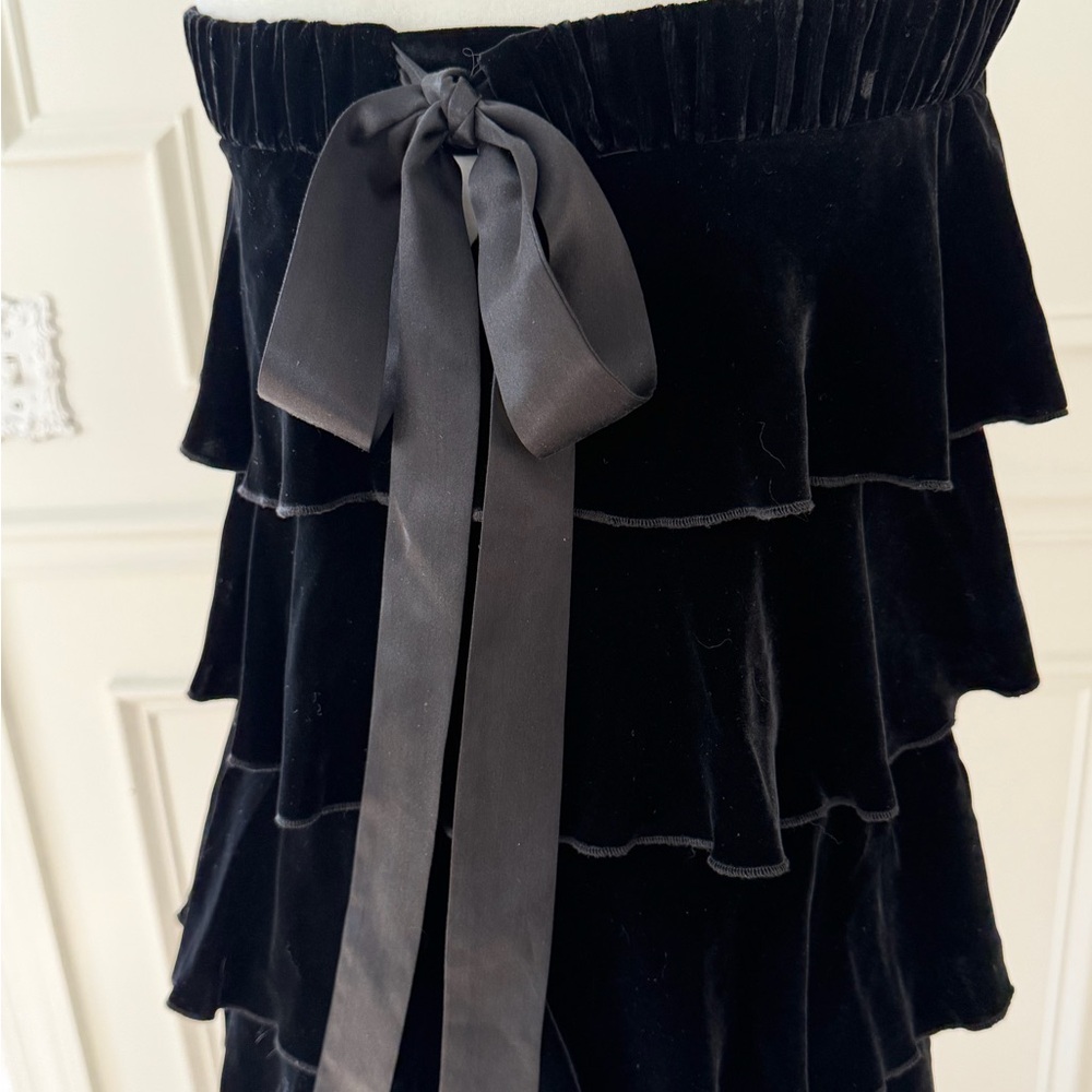 Vintage Juicy Couture Strapless Velvet Ruffled Mini Dress - Picture 4 of 10